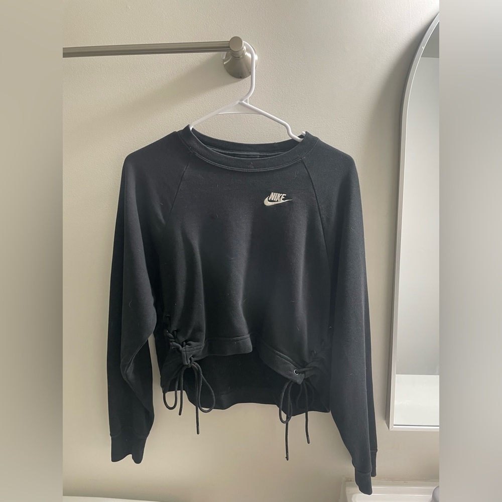 Nike Women's Black Crop Sweatshirt with Side Ties